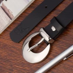 Pasek skórzany BELTIMORE r.90-105 cm O02 czarny. Czarne paski damskie bez wzorów. Za 49.99 zł.