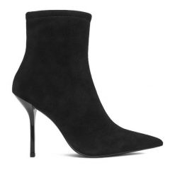 Botki Eva Minge. Czarne botki damskie Eva Minge, bez wzorów, bez obcasa, na szpilce, bez zapięcia. Za 449.99 zł.
