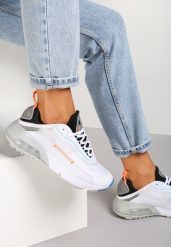 Biało-Szare Sneakersy Azama. Białe obuwie sportowe damskie Renee, bez wzorów, bez zapięcia. Za 129.99 zł.
