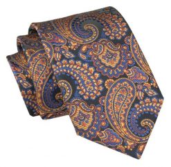 Męski Krawat Angelo di Monti - Paisley, Pomarańcz. Krawaty i muchy Angelo di Monti, bez wzorów, z tkaniny, eleganckie. Za 45.00 zł.