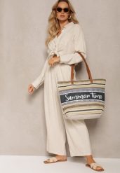 Jasnobeżowa Torebka Typu Shopper na Plażę z Jedną Komorą Gomeissa. Brązowe shopperki damskie Renee, bez wzorów, z materiału, bez dodatków. Za 39.99 zł.