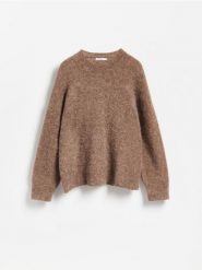 Sweter z wełną z alpaki - brązowy. Brązowe swetry nierozpinane damskie Reserved, l, bez wzorów, z dzianiny, bez kołnierzyka, bez ramiączek. Za 199.99 zł.