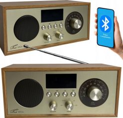 Radio przenośne Brda FM/BT/USB akum.2200mAh,10W,ładowanie indukcyjne telefonu,jasny brąz/złote. Żółte głośniki przenośne LTC. Za 126.14 zł.