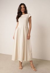 Jasnobeżowa Wiskozowa Sukienka Taliowana z Przeszyciami Perusa. Brązowe sukienki damskie Born2be, na co dzień, l, bez wzorów, z wiskozy, eleganckie, bez kołnierzyka, bez ramiączek, maxi, dopasowane. Za 139.99 zł.