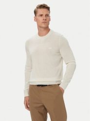 BOSS Sweter Leno 50571914 Kremowy Regular Fit. Białe swetry męskie Boss, m, bez wzorów, ze lnu, bez kołnierzyka, bez ramiączek. Za 679.99 zł.