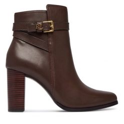 Botki LAUREN RALPH LAUREN. Brązowe botki damskie Lauren Ralph Lauren, bez wzorów, bez obcasa, na słupku, bez zapięcia. Za 1,199.00 zł.