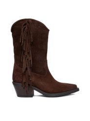 Badura Kowbojki EO-CHANA-5036 Brązowy. Brązowe botki damskie Badura, bez wzorów, ze skóry, bez obcasa, na słupku, bez zapięcia. Za 299.99 zł.