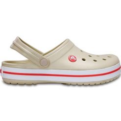 Klapki sportowe na basen Crocs CROCBAND. Białe klapki damskie Crocs, bez wzorów, sportowe, bez obcasa, bez zapięcia. W wyprzedaży za 202.99 zł.
