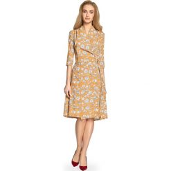 Zwiewna sukienka z wiązaniem s096. Pomarańczowe sukienki damskie Style, na co dzień, s, bez wzorów, eleganckie, bez kołnierzyka, bez ramiączek, maxi. W wyprzedaży za 139.00 zł.