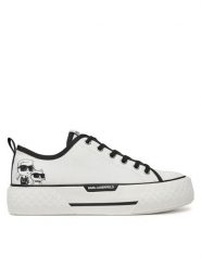 KARL LAGERFELD Trampki KL60614T Biały. Białe trampki i tenisówki damskie KARL LAGERFELD, bez wzorów, z materiału, bez zapięcia. Za 379.99 zł.