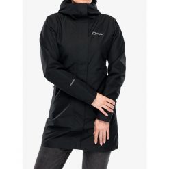 Parka przeciwdeszczowa damska Berghaus Omeara Long Shell Jacket. Czarne parki damskie Berghaus, bez wzorów, bez kaptura. Za 703.99 zł.