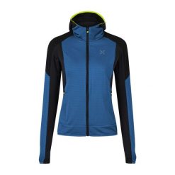 Bluza softshellowa damska Montura Stretch Color 2 Maglia Woman z kapturem. Niebieskie bluzy damskie MONTURA, bez wzorów, bez ramiączek, z kapturem. Za 339.99 zł.