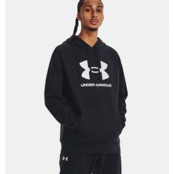 Bluza fitness męska Under Armour Rival Fleece Logo HD. Zielone bluzy męskie Under Armour, m, bez wzorów, sportowe, bez ramiączek, bez kaptura. Za 186.00 zł.
