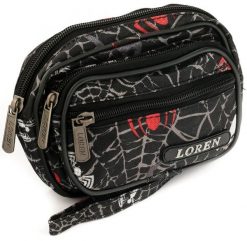 Saszetka na pasek od spodni Loren czarna S02-600D-4. Czarne saszetki i nerki męskie Loren, z tkaniny. Za 9.80 zł.