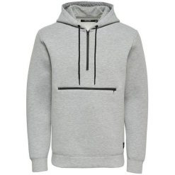 ONLY&SONS Męska bluza z kapturem Gabe Sweat Hood Exp Light Grey Melange (rozmiar L). Szare bluzy męskie Only&Sons, l, bez wzorów, z kapturem. W wyprzedaży za 80.00 zł.