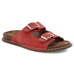 Czerwone Klapki Artiker Wygodne Obuwie Damskie. Czerwone klapki damskie Artiker, na lato, bez wzorów, z zamszu, wakacyjne, bez obcasa, bez zapięcia. Za 209.00 zł.