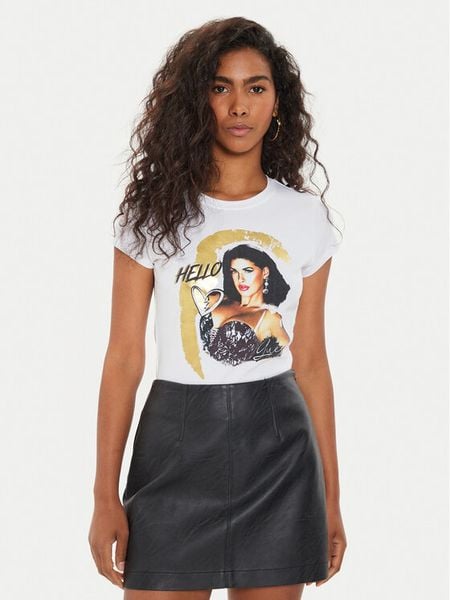 Guess T-Shirt W4YI67 K49A1 Biały Regular Fit. Białe t-shirty damskie Guess, xxl, z aplikacjami, z syntetyku, bez kołnierzyka, bez ramiączek. Za 119.99 zł.