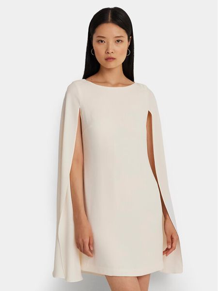 Lauren Ralph Lauren Sukienka koktajlowa 253855210006 Écru Relaxed Fit. Sukienki damskie Lauren Ralph Lauren, bez wzorów, z syntetyku, wizytowe, bez kołnierzyka, bez ramiączek. Za 759.99 zł.