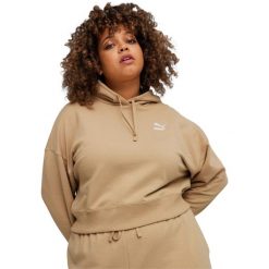 Bluza z kapturem Puma Better Classics Cropped Hoodie Tr, Kobiety. Brązowe bluzy damskie Puma, s, bez wzorów, z bawełny, bez ramiączek, z kapturem. Za 390.00 zł.