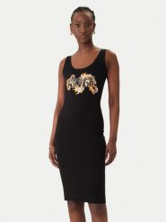 Versace Jeans Sukienka codzienna 80HAOE02 Czarny Slim Fit. Czarne sukienki damskie Versace Jeans, na co dzień, xl, bez wzorów, z bawełny, bez kołnierzyka, bez ramiączek, proste. Za 899.99 zł.