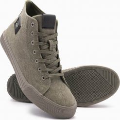 Buty męskie trampki canvas z wysoką cholewką oliwkowe V2 OM-FOTH-0186 44. Brązowe trampki męskie Ombre, bez wzorów, przed kolano, bez zapięcia. Za 347.95 zł.