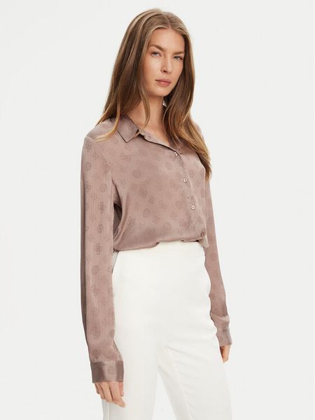 Guess Koszula W5YH1A WHCR2 Beżowy Regular Fit. Brązowe koszule damskie Guess, xl, z aplikacjami, z syntetyku, bez kołnierzyka, bez ramiączek. Za 249.99 zł.