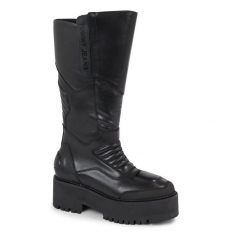 Kozaki Tommy Jeans. Czarne kozaki damskie Tommy Jeans, bez wzorów, z jeansu, bez obcasa, na słupku, bez zapięcia. Za 1,099.00 zł.