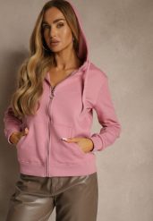 Ciemnoróżowa Bluza z Kapturem Zapinana na Suwak Bastian. Czerwone bluzy damskie Renee, na jesień, l, bez wzorów, z polaru, bez ramiączek, z kapturem. Za 64.99 zł.