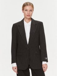 Tommy Hilfiger Marynarka Oversized Prep Pinstripe Blazer WW0WW40498 Czarny Regular Fit. Czarne marynarki i żakiety damskie Tommy Hilfiger, bez wzorów, z syntetyku, bez kołnierzyka, bez ramiączek. Za 1,799.00 zł.