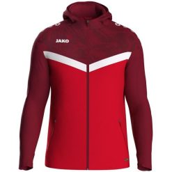 Bluza dresowa z kapturem zapinana na zamek Jako Iconic. Czerwone bluzy damskie Jako, s, bez wzorów, z dresówki, bez ramiączek, z kapturem. Za 316.50 zł.