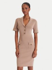 Guess Sukienka dzianinowa W5YK29 Z0130 Beżowy Slim Fit. Brązowe sukienki damskie Guess, xs, z aplikacjami, z dzianiny, bez kołnierzyka, bez ramiączek. Za 369.99 zł.