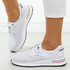 Białe skórzane półbuty damskie Filippo Dp6022/25. Białe półbuty damskie Filippo, na jesień, w ażurowe wzory, z jeansu, biznesowe, bez obcasa, na płaskiej podeszwie, bez zapięcia. Za 199.00 zł.