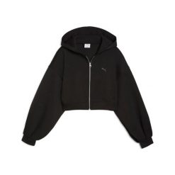 Damska bluza z kapturem full zip Puma Cropped. Czarne bluzy damskie Puma, l, bez wzorów, z dresówki, sportowe, bez ramiączek, z kapturem. Za 272.00 zł.