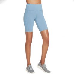 Spodenki sportowe damskie Skechers Go Walk High Waisted Bike Short. Niebieskie obuwie sportowe damskie Skechers, bez wzorów, z elastanu, bez zapięcia, na fitness i siłownię. Za 139.99 zł.