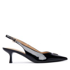 Sandały Guess. Czarne sandały damskie Guess, z aplikacjami, bez obcasa, na szpilce, bez zapięcia. Za 544.99 zł.