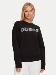 Guess Bluza V4BQ15 K7UW2 Czarny Regular Fit. Czarne bluzy damskie Guess, xs, z aplikacjami, z wiskozy, bez ramiączek, bez kaptura. Za 219.99 zł.