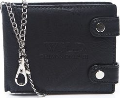 Wild Things Only Portfel z łańcuchem męski czarny Wild R77. Czarne portfele męskie Wild Things Only, bez wzorów. Za 69.90 zł.