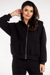 Luźna bluza z kapturem rozpinana z kieszeniami czarna. Czarne bluzy damskie Infinite You, l, bez wzorów, z bawełny, eleganckie, bez ramiączek, z kapturem. Za 259.00 zł.