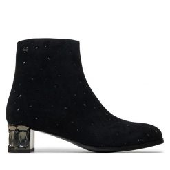Botki GOE. Czarne botki damskie GOE, bez wzorów, bez obcasa, na słupku, bez zapięcia. Za 569.99 zł.