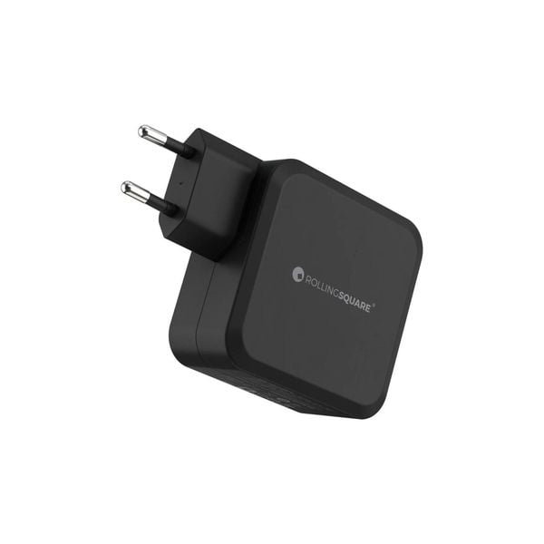 Kompaktowa ładowarka Rolling Square GaN 100W 2x port USB-C Technologia GaN. Czarne powerbanki ROLLINGSQUARE. Za 299.99 zł.