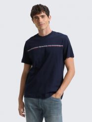 Męska Koszulka Tom Tailor Plus Printed Crewneck T-Shirt Sky Captain Blue 1039969 10668. Niebieskie t-shirty męskie Tom Tailor, m, bez wzorów, bez kołnierzyka, bez ramiączek. Za 69.99 zł.