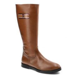 Brązowe Kozaki Damskie Tommy Hilfiger Eleganckie Skórzane Buty. Brązowe kozaki damskie Tommy Hilfiger, bez wzorów, ze skóry, bez obcasa, na płaskiej podeszwie, bez zapięcia. Za 689.00 zł.