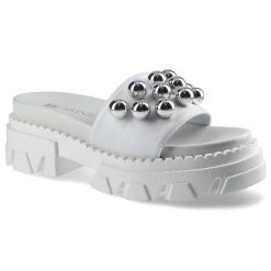 Białe Klapki Carinii Buty Damskie Obuwie Ze Skóry. Białe klapki damskie Carinii, na lato, bez wzorów, z jeansu, eleganckie, bez obcasa, bez zapięcia. Za 259.00 zł.