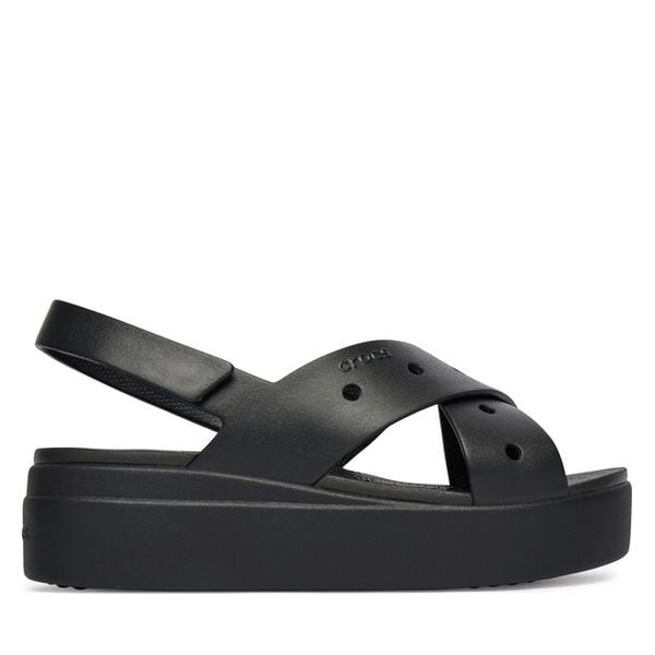 Sandały Crocs. Czarne sandały damskie Crocs, bez wzorów, bez obcasa, na koturnie, bez zapięcia. Za 219.99 zł.