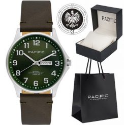 Zegarek Pacific Zegarek męski PACIFIC SMA-1073D-04 zielony. Zielone zegarki męskie Pacific, bez wzorów. Za 279.00 zł.