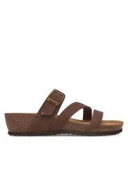 Geox Klapki D New Sthellae D551AA 00032 C6009 Brązowy. Brązowe klapki damskie Geox, bez wzorów, z nubiku, bez obcasa, bez zapięcia. Za 239.99 zł.