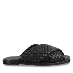 Klapki Gant. Czarne klapki damskie GANT, bez wzorów, bez obcasa, bez zapięcia. Za 449.99 zł.