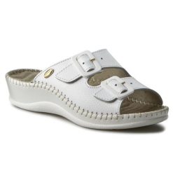 Klapki Scholl. Białe klapki damskie Scholl, bez wzorów, bez obcasa, bez zapięcia. Za 349.99 zł.