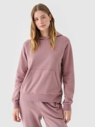 4F Bluza dresowa nierozpinana z kapturem damska - różowa XXL. Czerwone bluzy damskie 4F, xs, bez wzorów, z bawełny, sportowe, bez ramiączek, z kapturem. Za 149.99 zł.