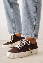 Brązowe Trampki Pod Kostkę na Grubej Podeszwie z Podwójnym Sznurowaniem Callixera. Brązowe trampki i tenisówki damskie Born2be, bez wzorów, z materiału, bez zapięcia. Za 109.99 zł.